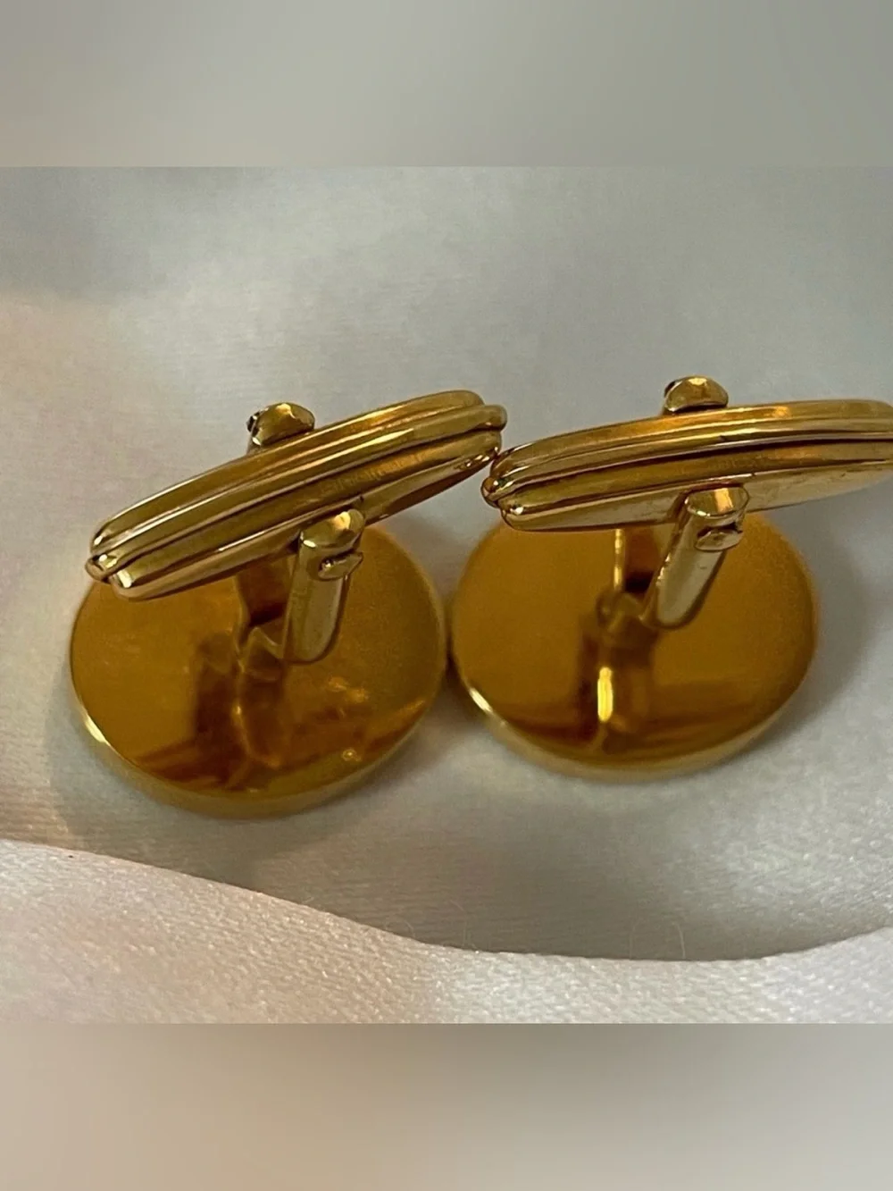 Authentic Alfred Dunhill Gold Plated Oval  Cufflinks with Logo Accent